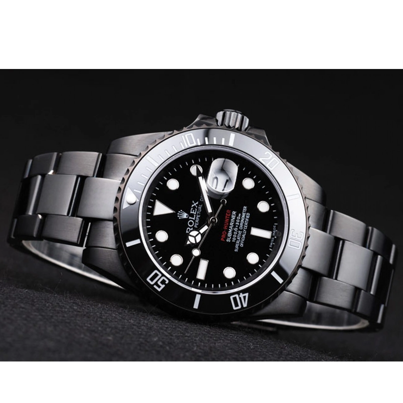Aaa replica watch Steel Swiss Black Dial Strap Black Pro-Hunter Submariner Rolex 0629